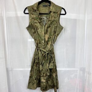 new york & sleeveless shirt dress waist tie MD camp career wear office pockets